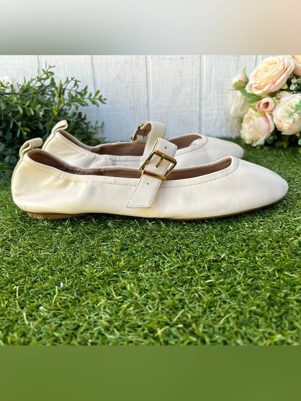 Cole Haan Graclyn Mary Jane Ballet Flat women size 11 ivory, like new